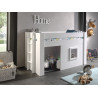 Lit mi-hauteur ERNEST 90 x 200 cm - MDF, blanc