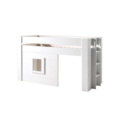 Lit mi-hauteur ERNEST 90 x 200 cm - MDF, blanc