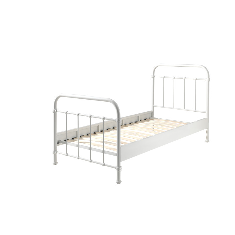 Lit MARCELLIN 90 x 200 cm - Métal, blanc
