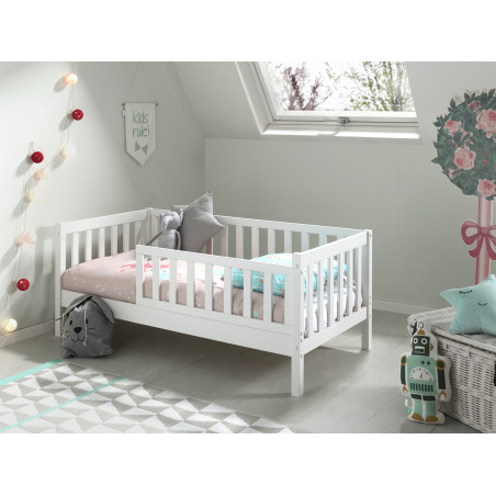 Lit junior (70) TOBIAS 70 x 140 cm - Pin massif, blanc