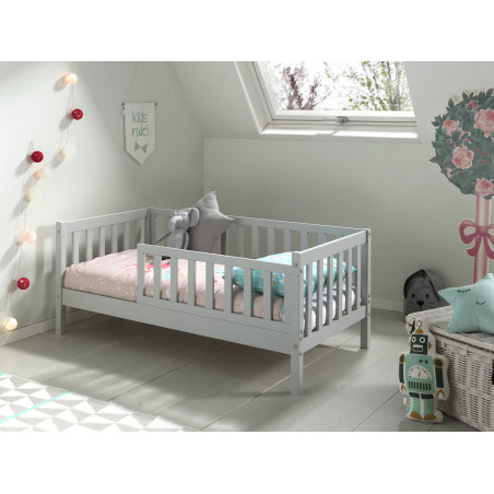Lit junior (70) TOBIAS 70 x 140 cm - Pin massif, gris