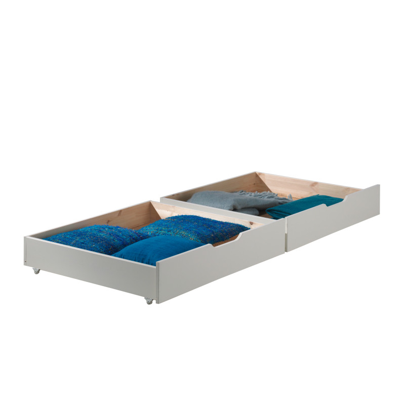Ensemble de 2 tiroirs CAMILLE - Pin scandinave, blanc