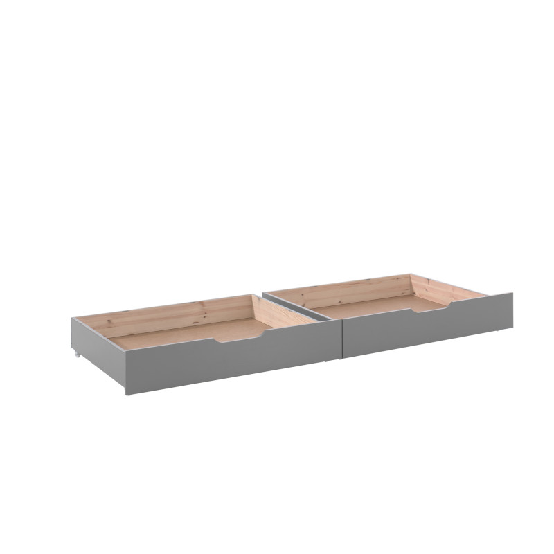 Ensemble de 2 tiroirs CAMILLE - Pin scandinave, gris