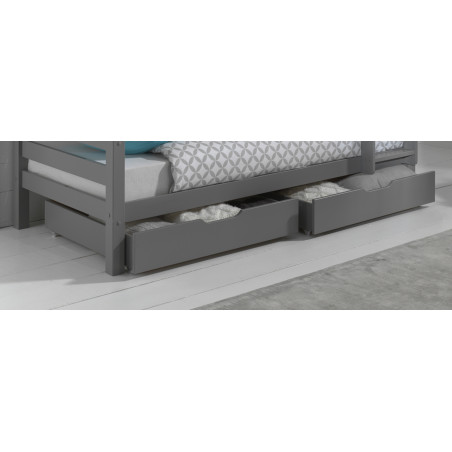 Ensemble de 2 tiroirs CAMILLE - Pin scandinave, gris