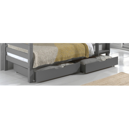 Ensemble de 2 tiroirs CAMILLE - Pin scandinave, gris
