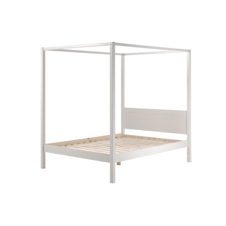 Lit à baldaquin CAMILLE 140 x 200 cm - Pin scandinave, blanc