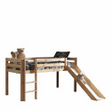 Lit mi-hauteur avec toboggan CAMILLE 90 x 200 cm - Pin scandinave, nature