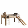 Lit mi-hauteur avec toboggan CAMILLE 90 x 200 cm - Pin scandinave, nature