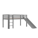 Lit mi-hauteur avec toboggan CAMILLE 90 x 200 cm - Pin scandinave, gris