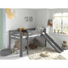 Lit mi-hauteur avec toboggan CAMILLE 90 x 200 cm - Pin scandinave, gris