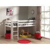 Lit mi-hauteur avec échelle CAMILLE 90 x 200 cm - Pin scandinave, blanc