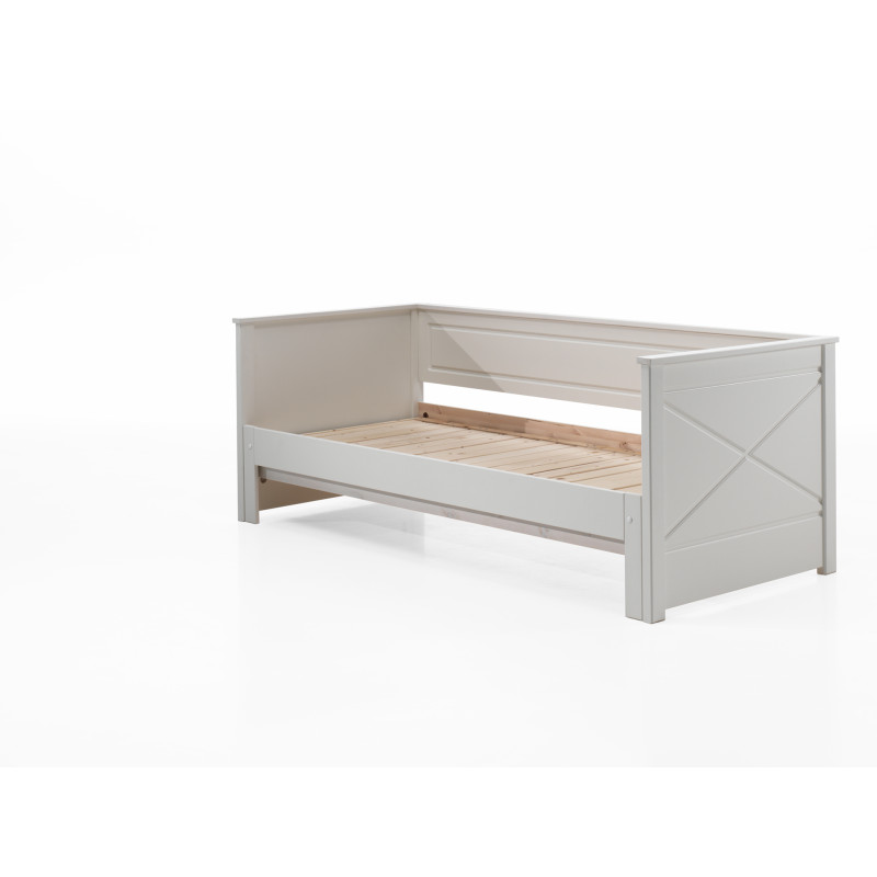 Lit amouvable (93) PIERROT 90 x 200 cm - Pin scandinave, blanc