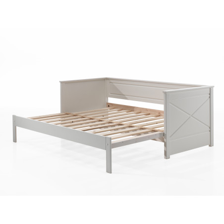 Lit amouvable (93) PIERROT 90 x 200 cm - Pin scandinave, blanc
