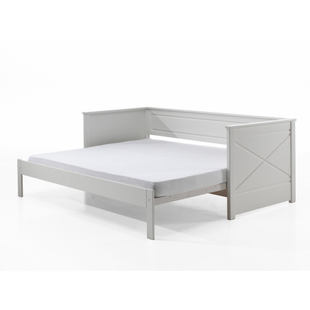 Lit amouvable (93) PIERROT 90 x 200 cm - Pin scandinave, blanc