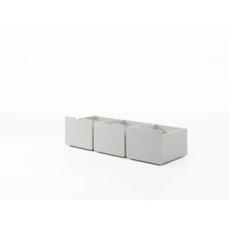 Ensemble de 3 tiroirs pour lit mi-hauteur bas CAMILLE - MDF, blanc