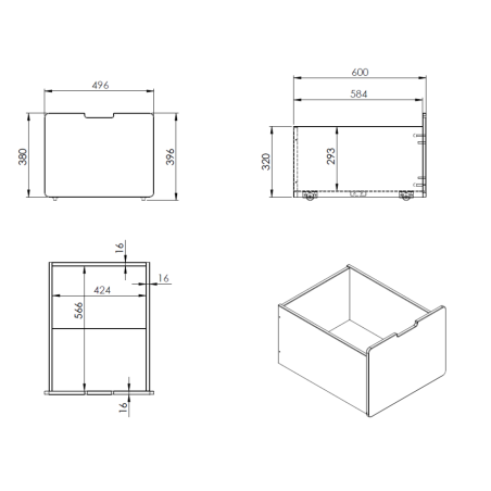 Ensemble de 3 tiroirs pour lit mi-hauteur bas CAMILLE - MDF, gris