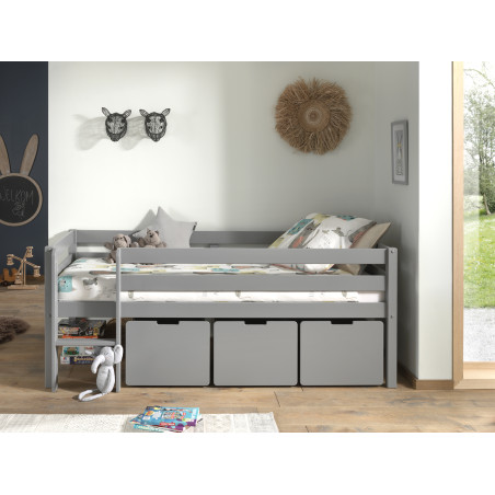 Ensemble de 3 tiroirs pour lit mi-hauteur bas CAMILLE - MDF, gris
