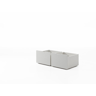 Ensemble de 2 tiroirs pour lit mi-hauteur bas CAMILLE - MDF, blanc
