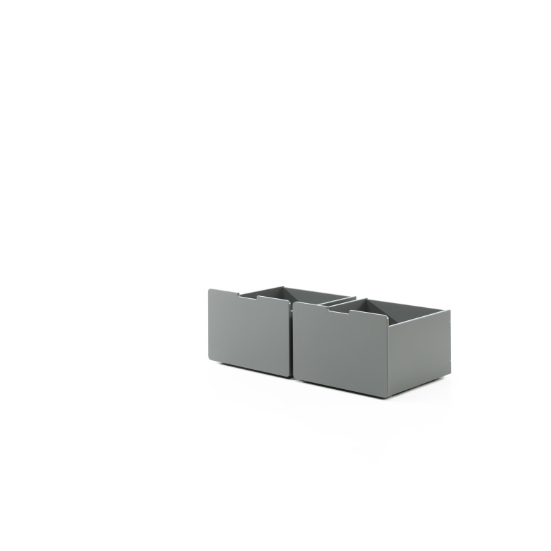 Ensemble de 2 tiroirs pour lit mi-hauteur bas CAMILLE - MDF, gris