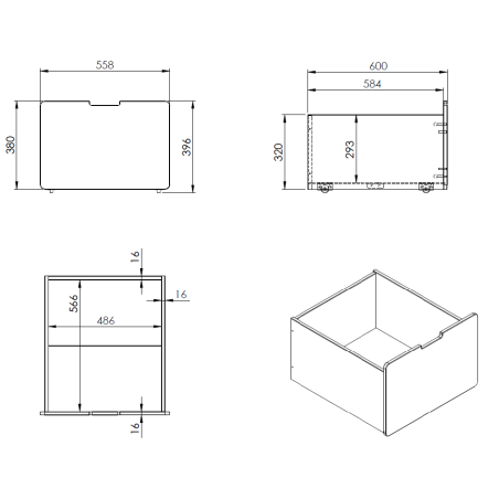 Ensemble de 2 tiroirs pour lit mi-hauteur bas CAMILLE - MDF, gris