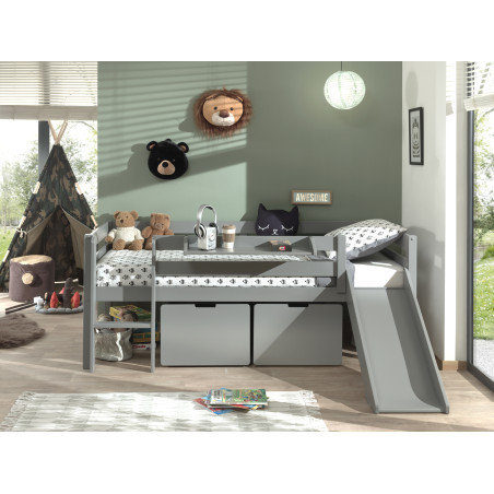 Ensemble de 2 tiroirs pour lit mi-hauteur bas CAMILLE - MDF, gris