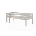 Lit mi-hauteur bas avec échelle CAMILLE 90 x 200 cm - Pin scandinave, blanc