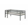 Lit mi-hauteur bas avec échelle CAMILLE 90 x 200 cm - Pin scandinave, gris