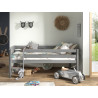 Lit mi-hauteur bas avec échelle CAMILLE 90 x 200 cm - Pin scandinave, gris