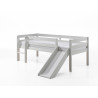Lit mi-hauteur bas avec toboggan CAMILLE 90 x 200 cm - Pin scandinave, blanc