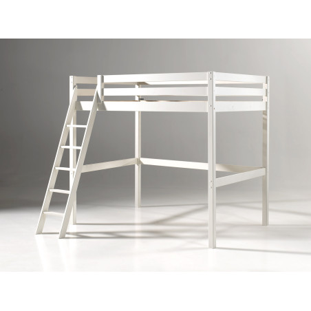 Lit mezzanine CAMILLE 140 x 200 cm - Pin scandinave, blanc