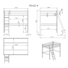 Lit mezzanine CAMILLE 140 x 200 cm - Pin scandinave, blanc