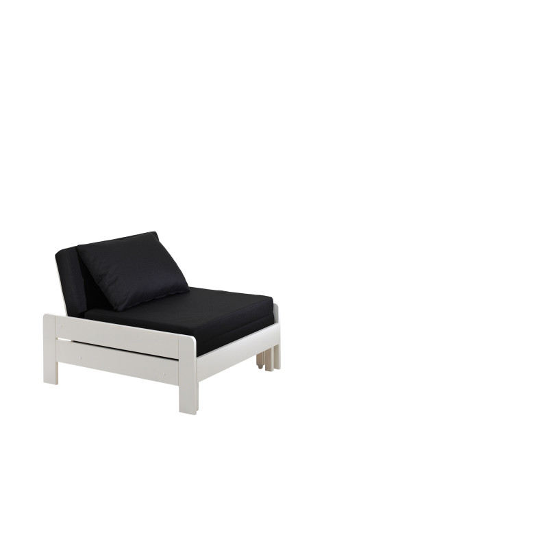 Lit fauteuil CAMILLE - Pin scandinave, blanc