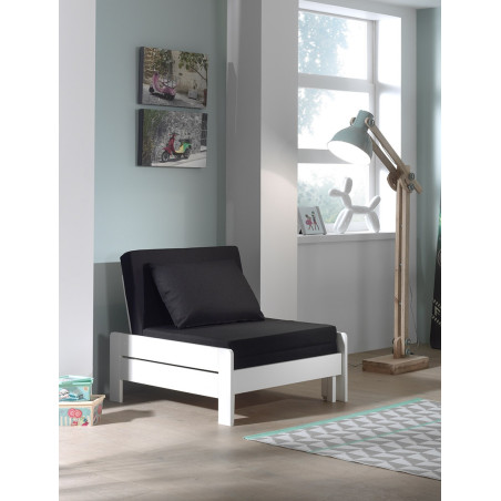 Lit fauteuil CAMILLE - Pin scandinave, blanc