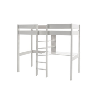 Lit mezzanine sans fauteuil CAMILLE 90 x 200 cm - Pin scandinave, blanc