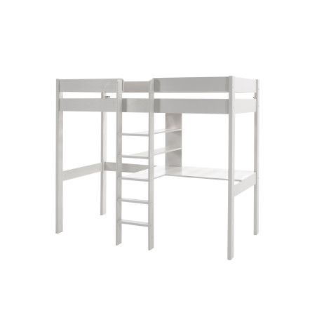 Lit mezzanine sans fauteuil CAMILLE 90 x 200 cm - Pin scandinave, blanc