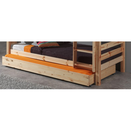 Lit gigogne CAMILLE 90 x 190 cm - Pin scandinave, nature