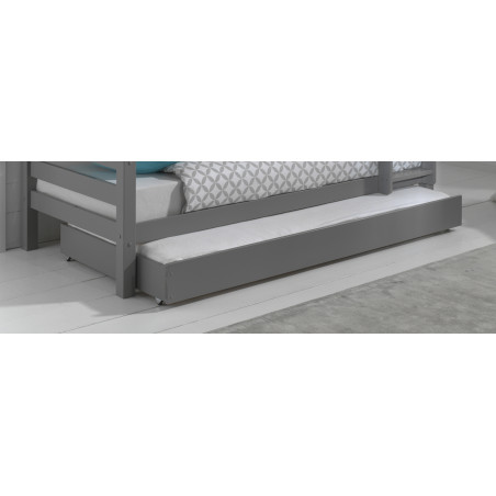 Lit gigogne CAMILLE 90 x 190 cm - Pin scandinave, gris