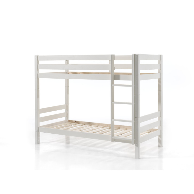 Lit superposé (h 160cm) CAMILLE 90 x 200 cm - Pin scandinave, blanc