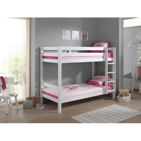 Lit superposé (h 160cm) CAMILLE 90 x 200 cm - Pin scandinave, blanc