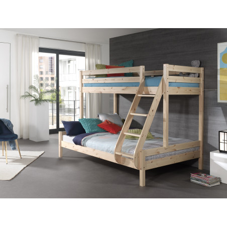Lit de famille + CAMILLE 140 x 200 cm - Pin scandinave, nature