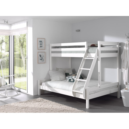 Lit de famille + CAMILLE 140 x 200 cm - Pin scandinave, blanc
