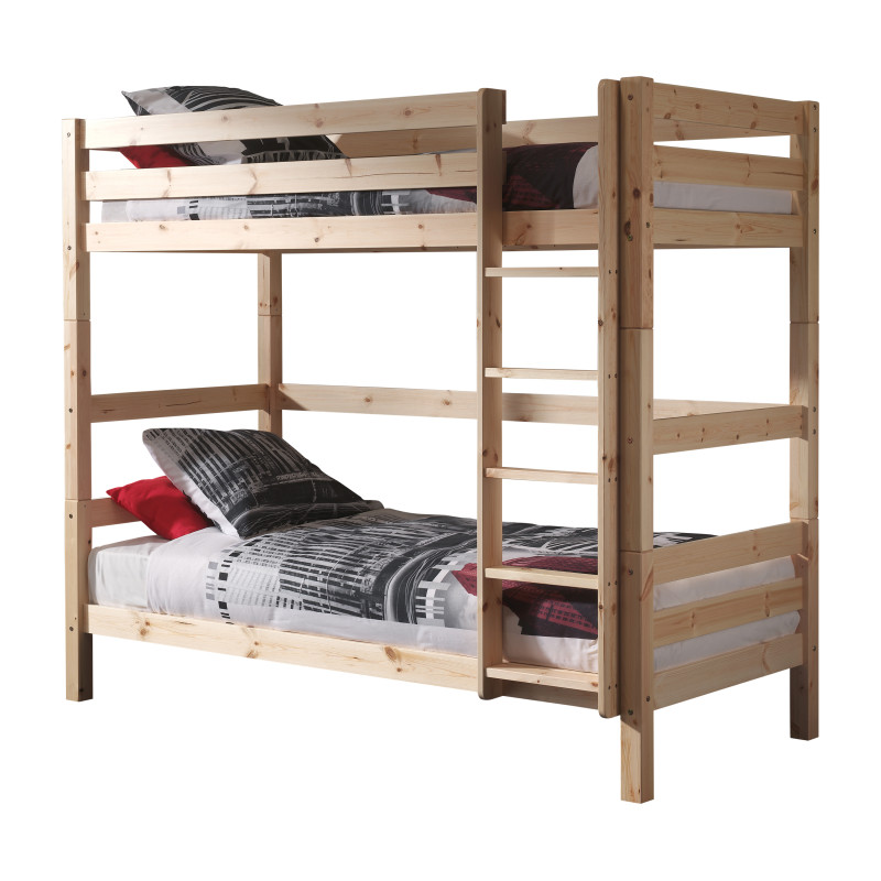 Lit superposé (h 180cm) CAMILLE 90 x 200 cm - Pin scandinave, nature