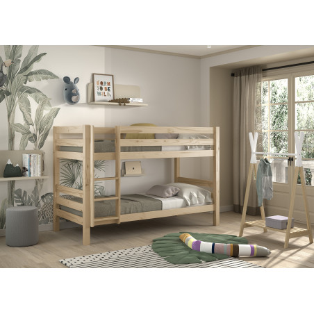 Lit superposé (h 140cm) CAMILLE 90 x 200 cm - Pin scandinave, nature