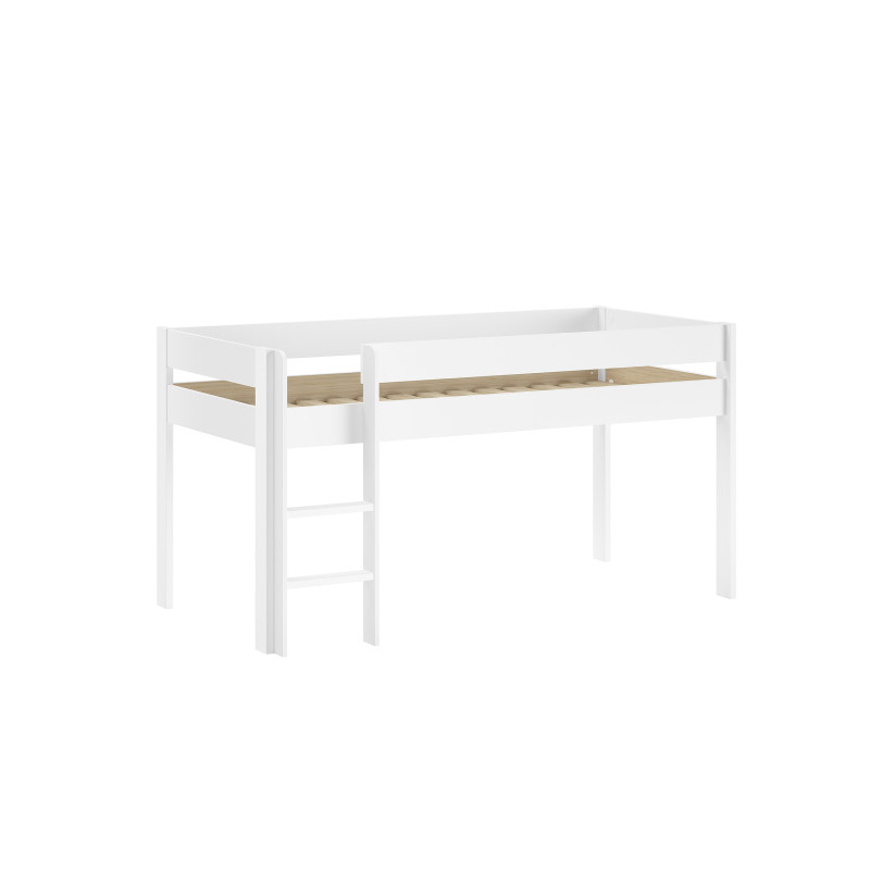 Lit mi-hauteur ANNIE 90 x 200 cm - Pin scandinave, blanc