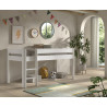 Lit mi-hauteur ANNIE 90 x 200 cm - Pin scandinave, blanc