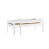 Lit mi-hauteur bas avec échelle ANNIE 90 x 200 cm - Pin scandinave, blanc