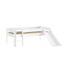 Lit mi-hauteur bas avec toboggan ANNIE 90 x 200 cm - Pin scandinave, blanc