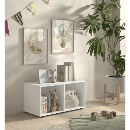 Bibliothèque pour lit mi-hauteur bas ANNIE - MDF, blanc
