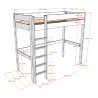 Lit mezzanine ANNIE 90 x 200 cm - Pin scandinave, blanc