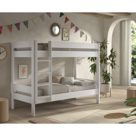 Lit superposé (h 160 cm) ANNIE 90 x 200 cm - Pin scandinave, blanc
